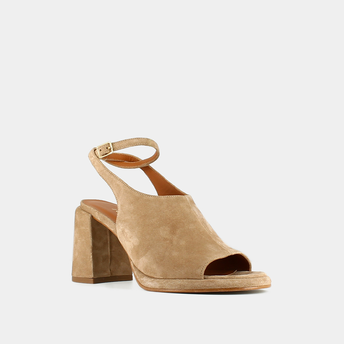 Sandales à talons hauts  en croute beige