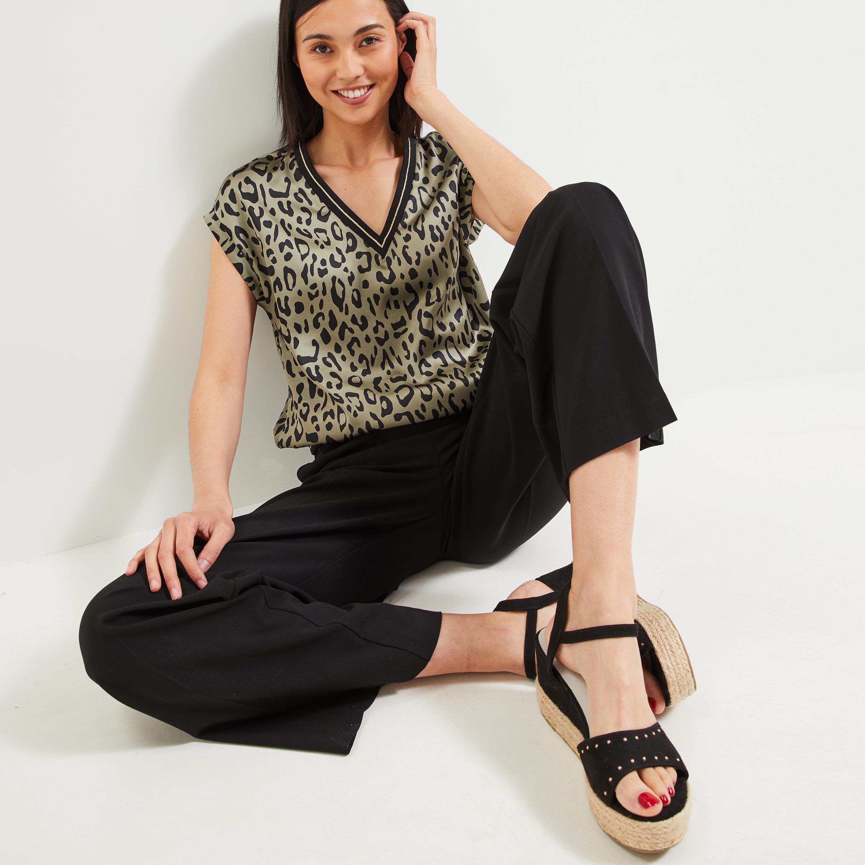 Blouse imprimée femme - CAMEL