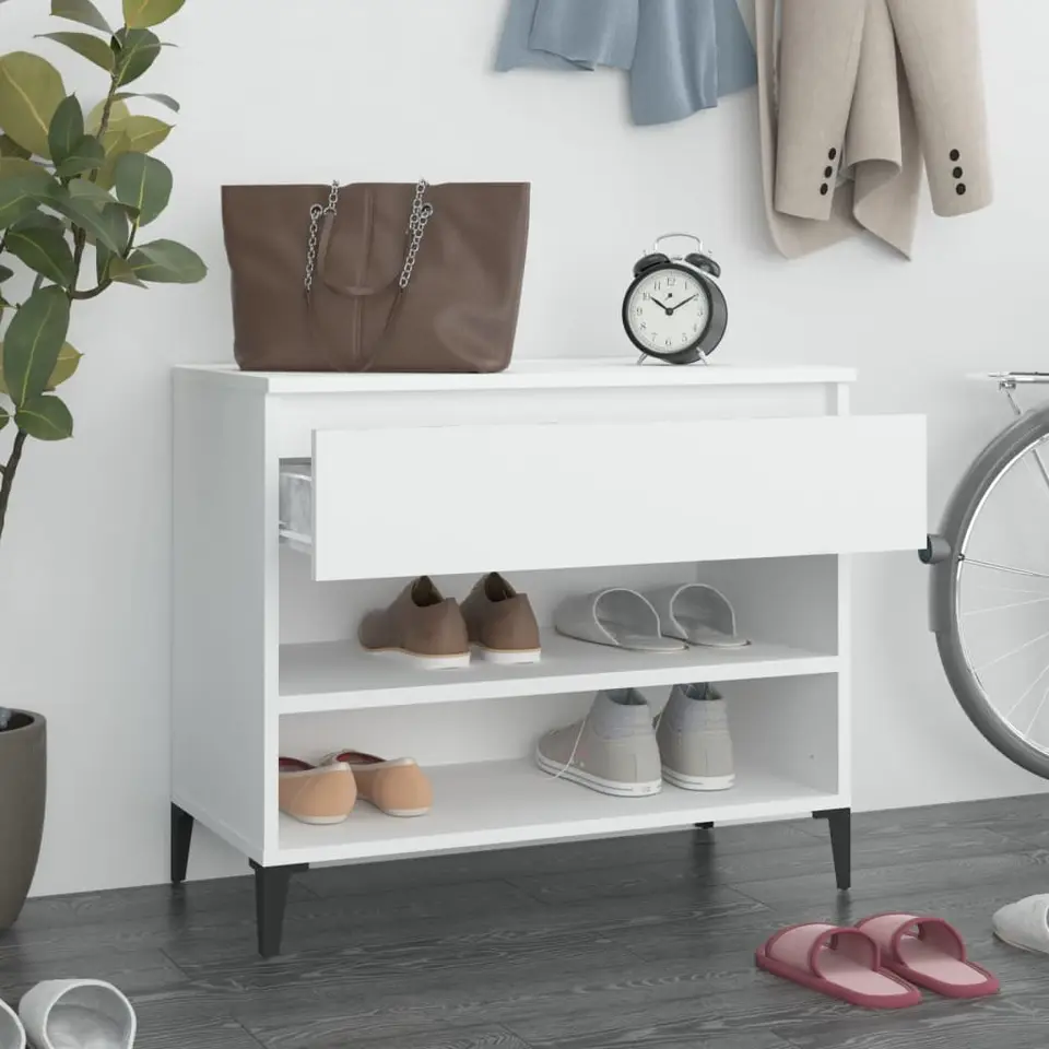 vidaXL - Schoenenrek - Wit - Bewerkt hout
