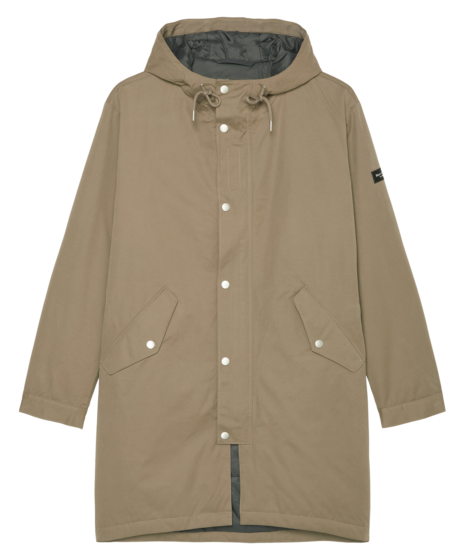 Parka droite col montant à capuche | Marron