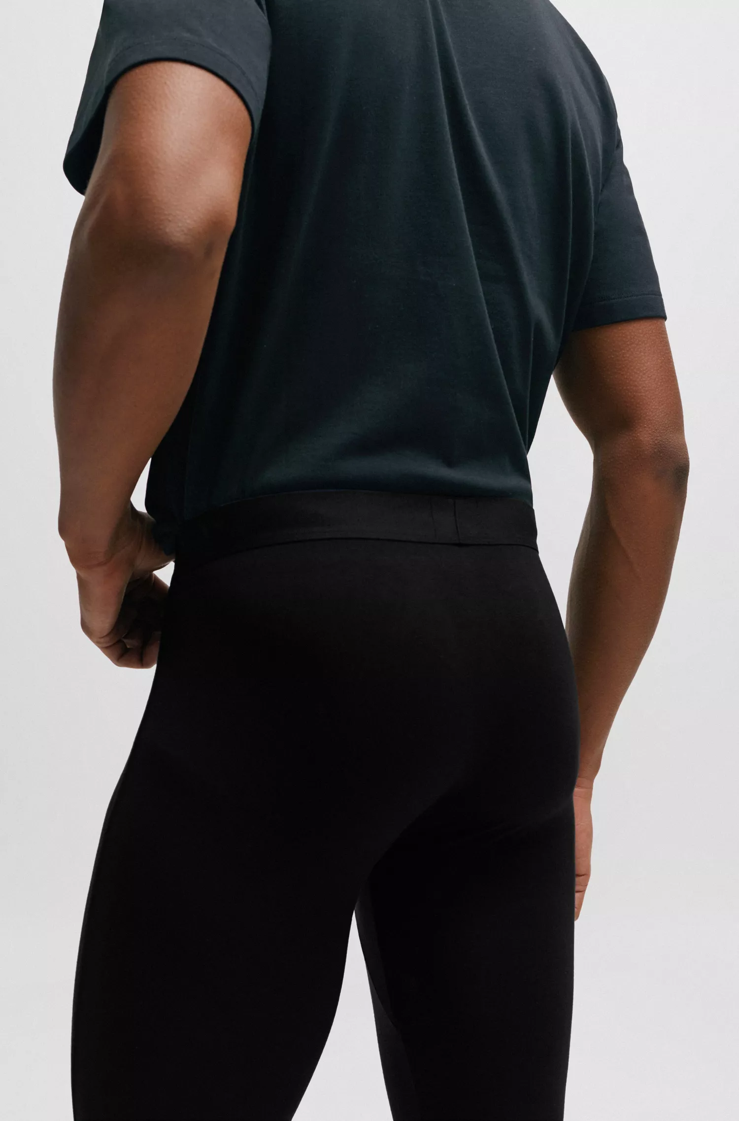 Calça térmica preta BOSS com cós com logo.