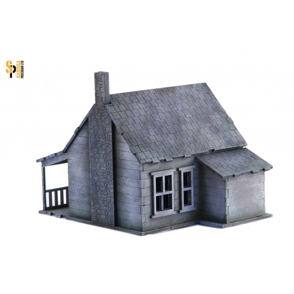 Old West: House with Porch and Stone Chimney