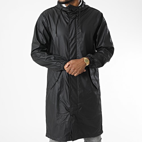 Veste Zippée Capuche Longue Noir