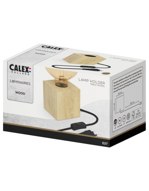 Calex Tafelarmatuur Wood + Schakelaar 1.8m - Lichtbron -