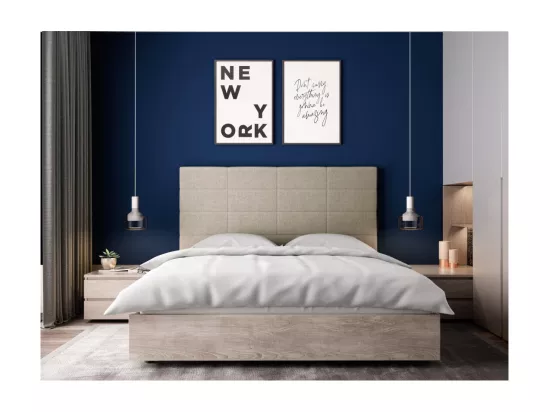 Tête de lit en tissu WILLY - Beige, Largeur - 160 cm