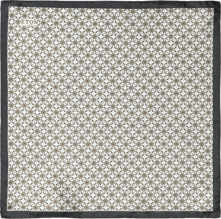 ETON Mid Green Geometric Silk Pocket Square Grøn