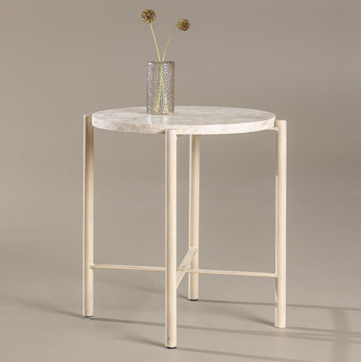 Bijzettafel Thora - met stenen blad Beige