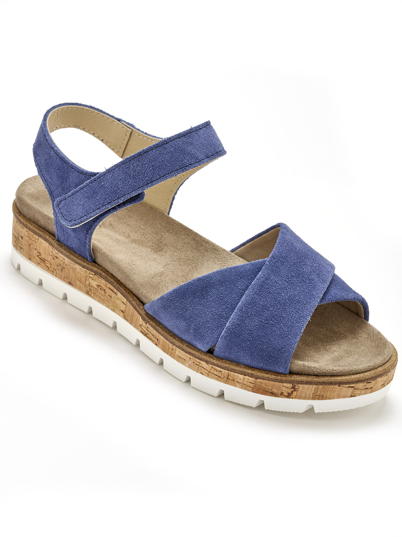 Sandales cuir et textile à scratch