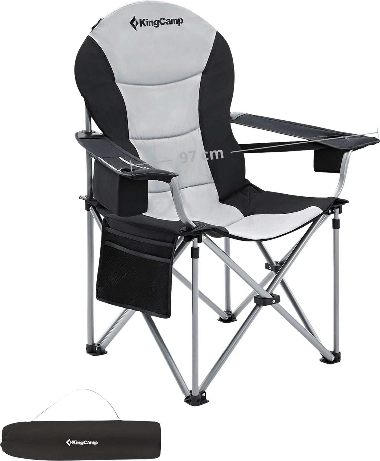 KingCamp Deluxe Hard Armrest Chair komfortabler Faltstuhl mit Getränkehaltern