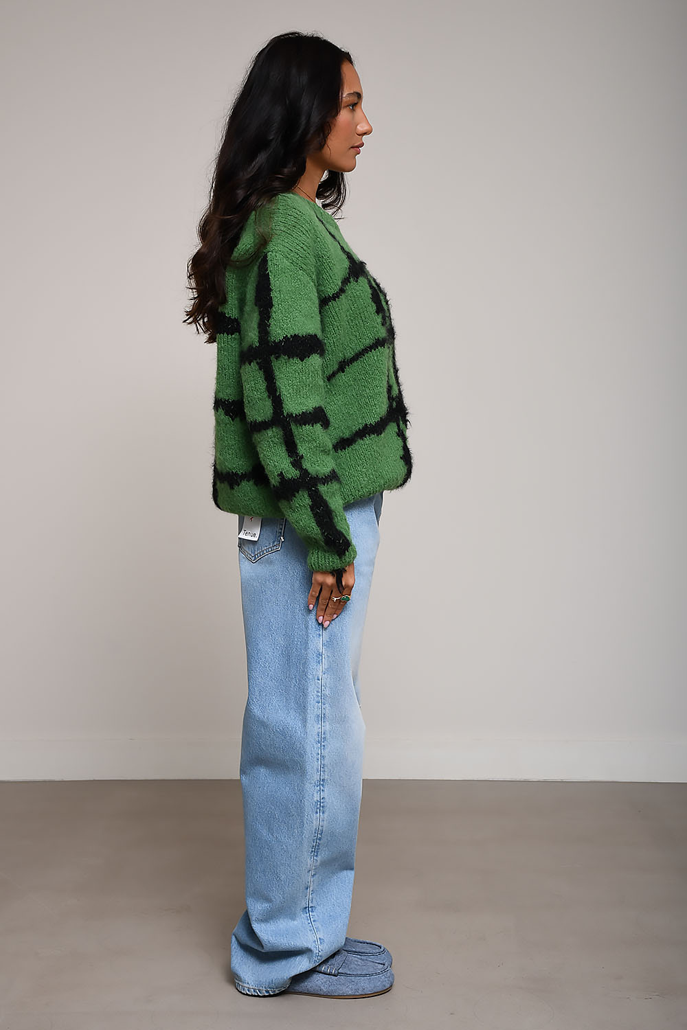 Windowpane checked sweater