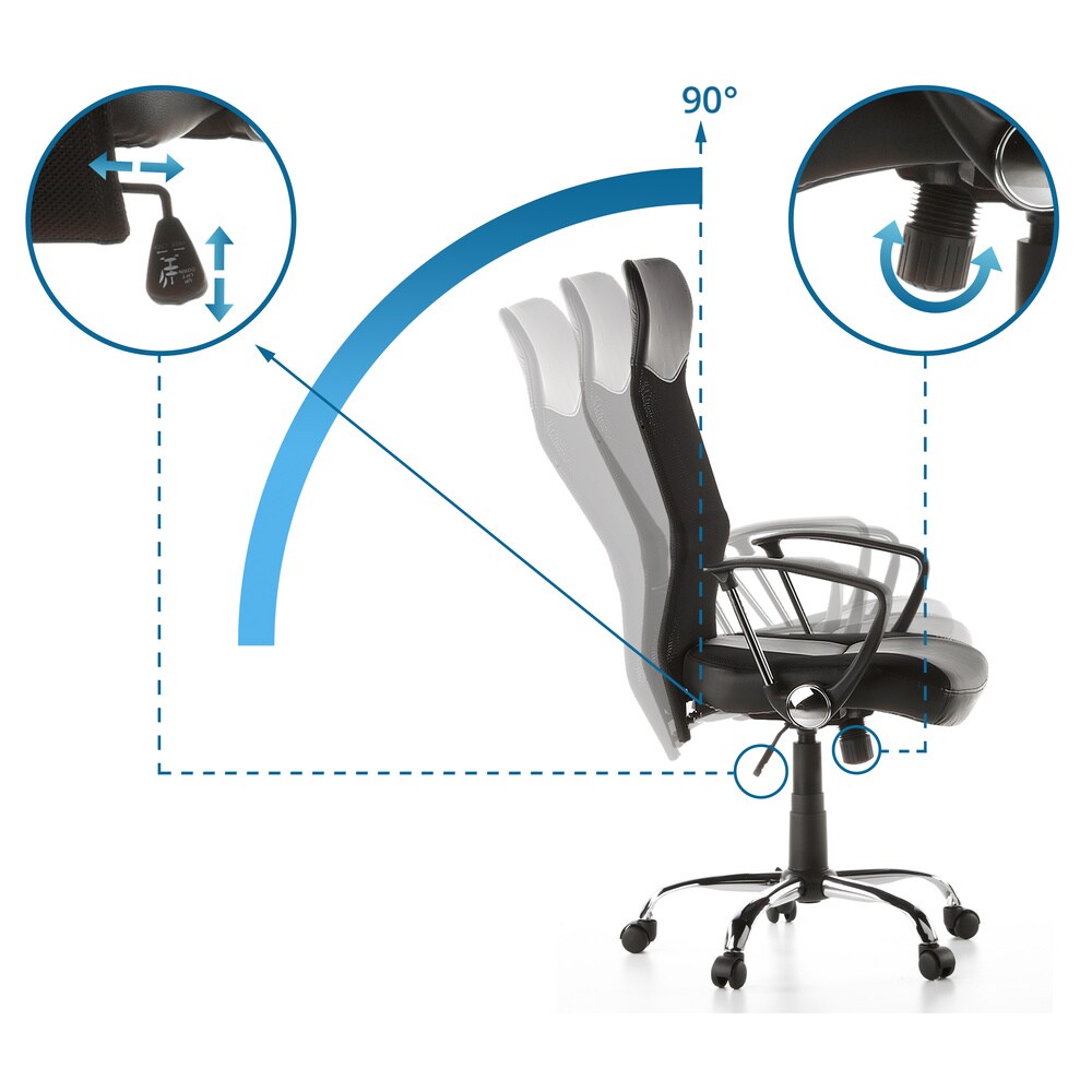 Home Office Chefsessel STRYKA Kunstleder/Netzstoff mit Armlehnen hjh OFFICE