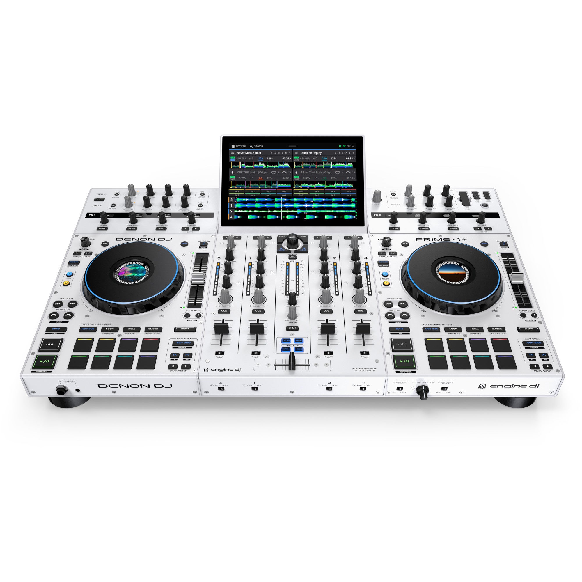Denon DJ PRIME4+ White Edition 4-deck standalone DJ-controller