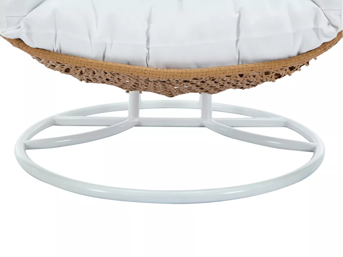 Fauteuil suspendu 2 places en résine tressée - Naturel clair avec coussins blancs - TILLO de MYLIA