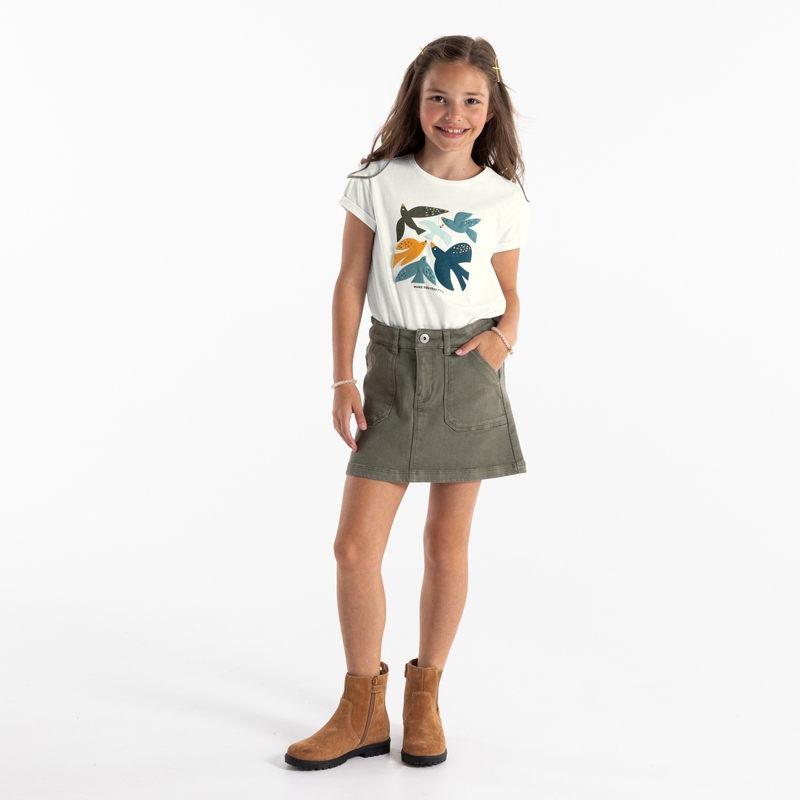T-shirt imprimé Oiseaux blanc fille