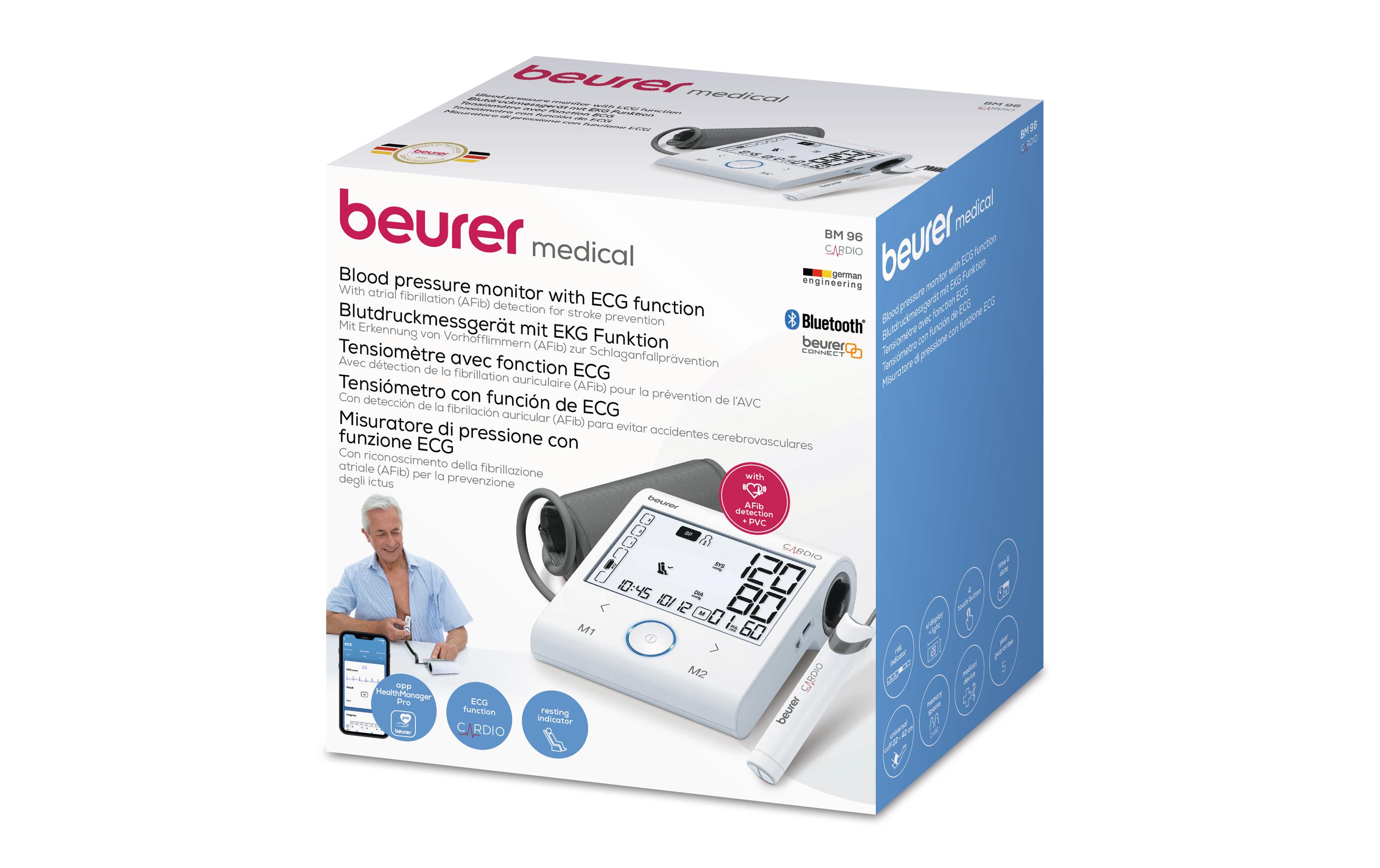 Blutdruckmessgerät BM 96 Cardio<br>Oberarm-Blutdruckmessgerät mit EKG Funktion