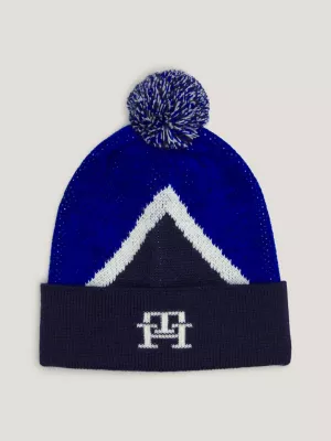 Gorro infantil com pompom em blocos de cores