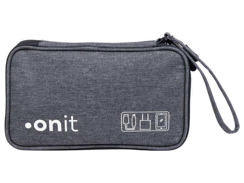 onit Reisetasche Tech-Zubehör Mini, Grau Zubehörtasche für Powerbank, Ladegerät, USB-Stick, Kabel und mehr