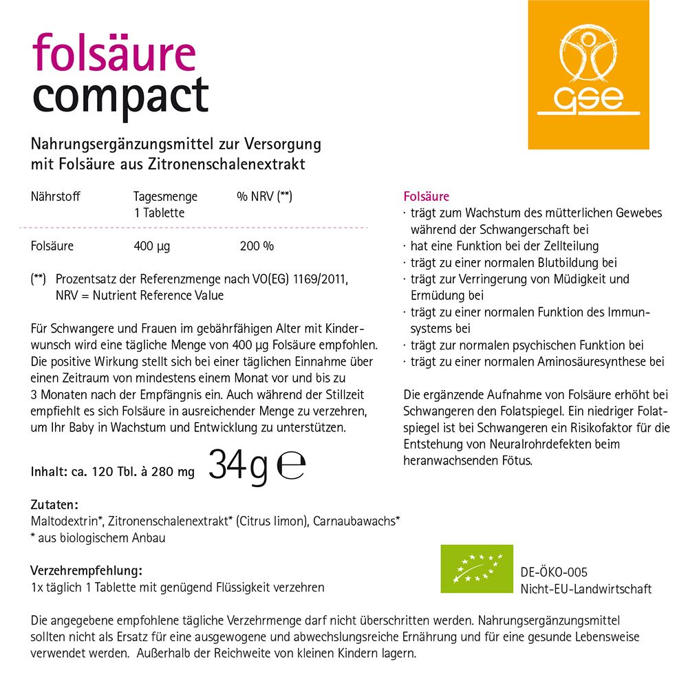 GSE phyto vitamins Folsäure Compact