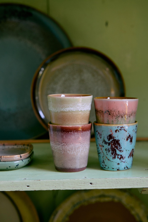HKliving 70's Ceramic Ristretto mok set van 4 good vibes