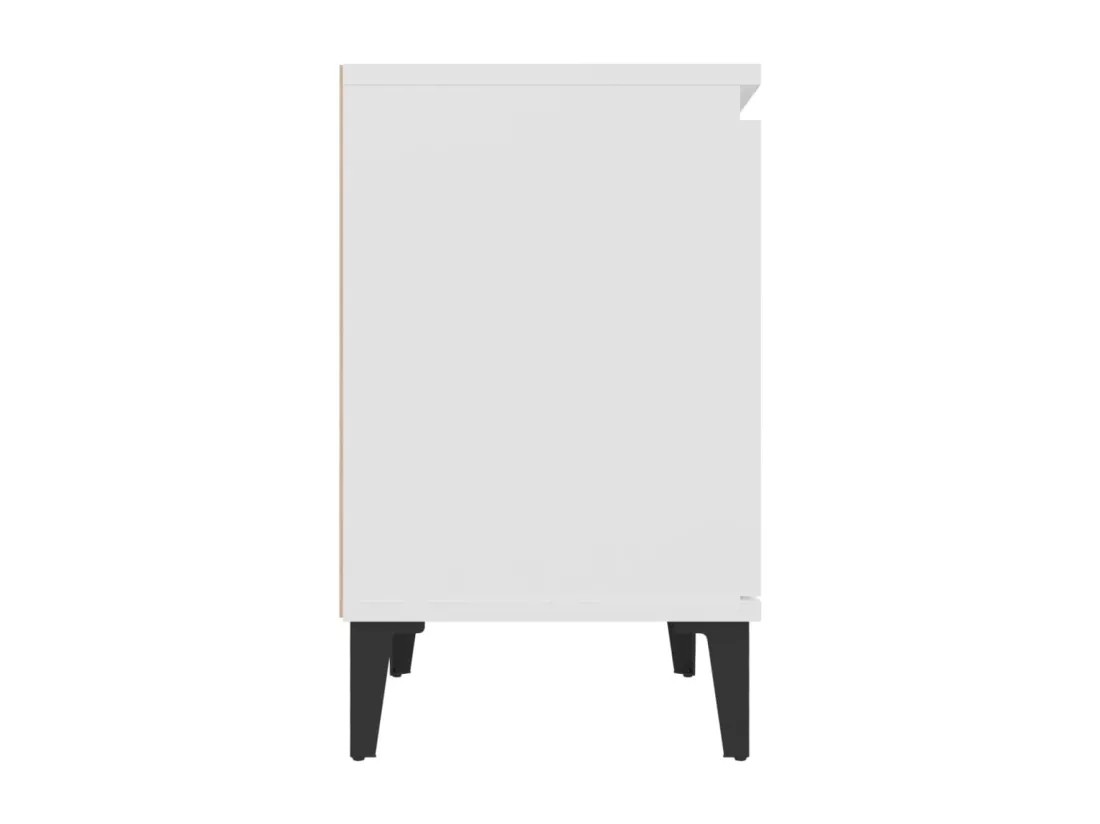 Tables de chevet avec pieds en métal 2 pièces Blanc 40x30x50 cm