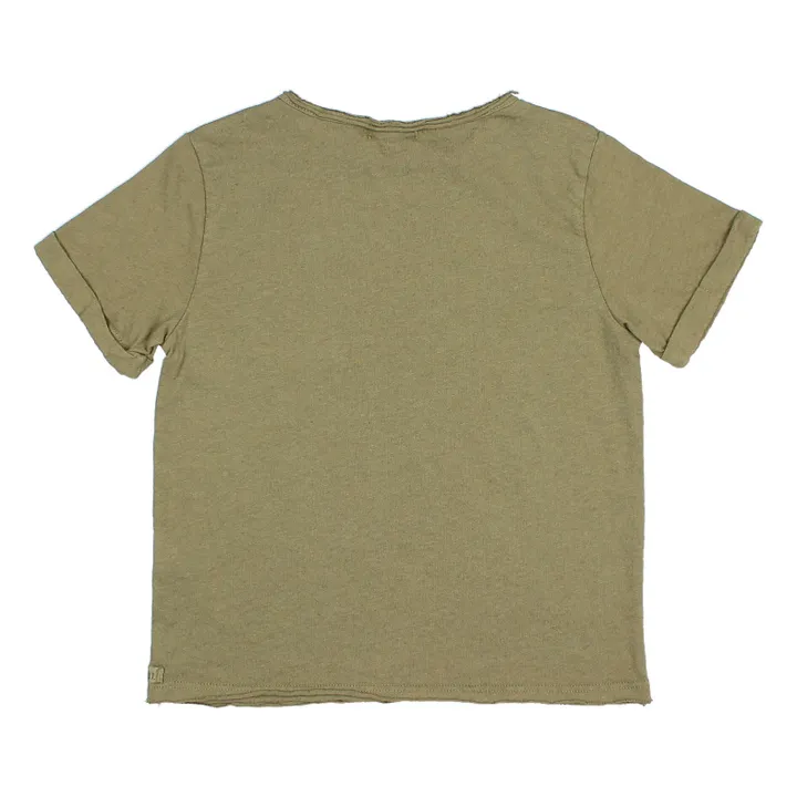 Búho T-shirt Poche Lin | Vert kaki