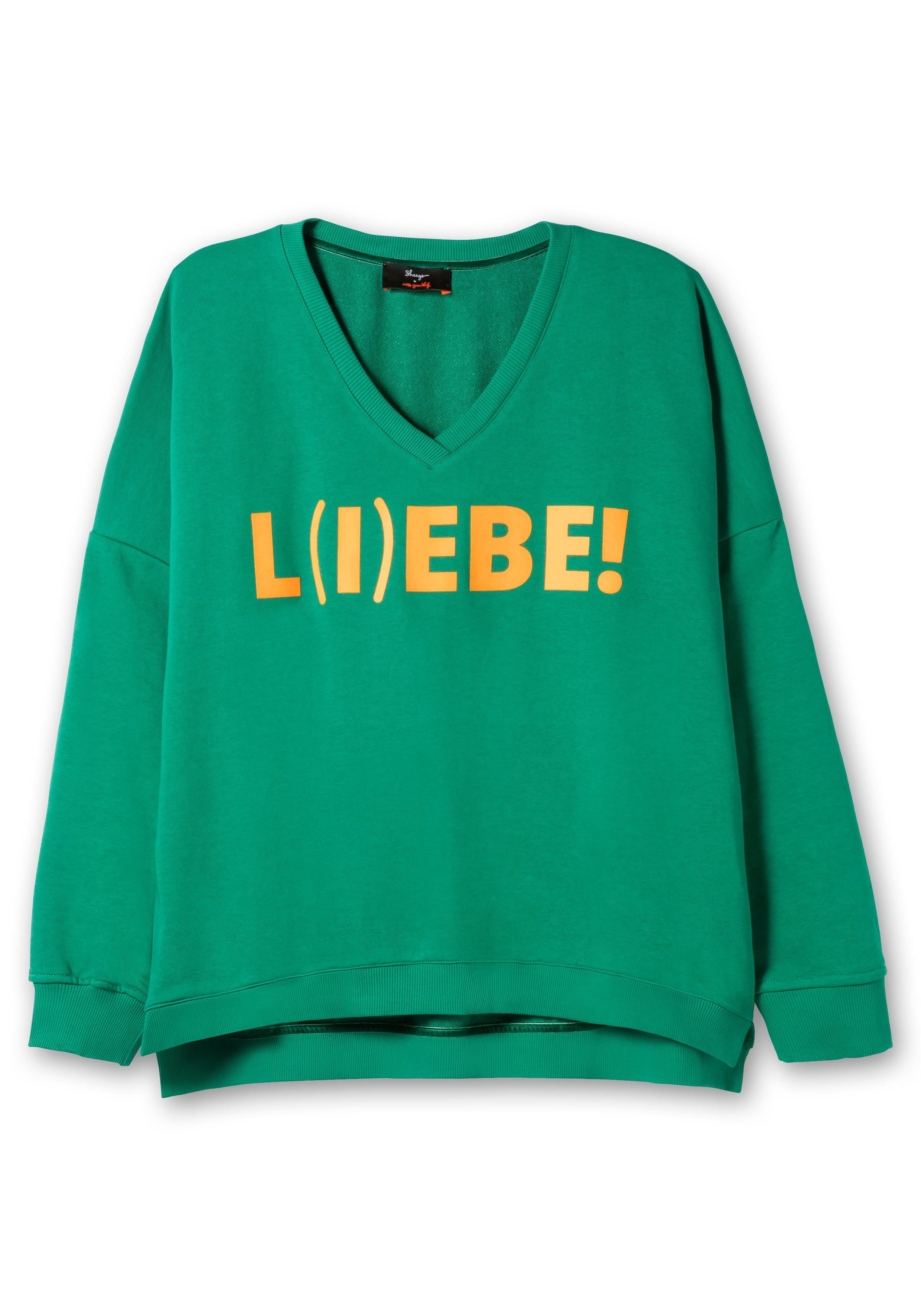 Sweatshirt mit Wordingprint in Kontrast