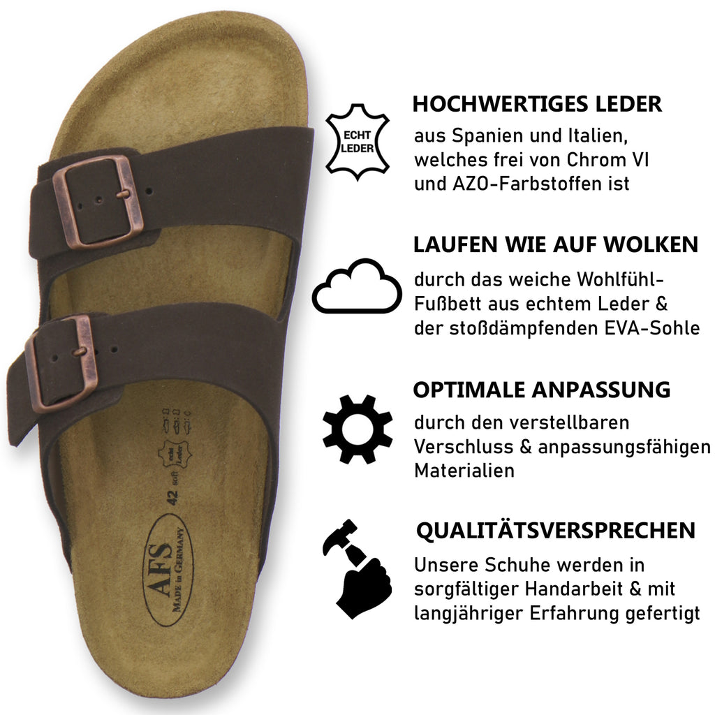 Pantoletten Herren Leder Zweischnaller espresso