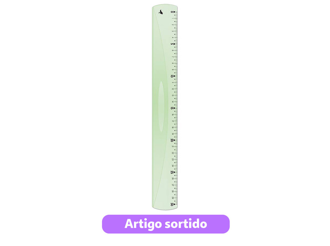 RÉGUA INQUEBRÁVEL AUCHAN 30CM CORES SORTIDAS