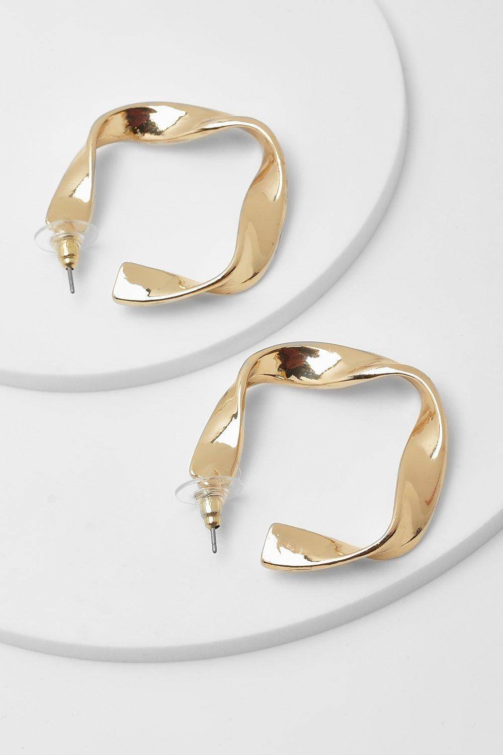 boohoo Boucles d'oreilles créoles twist dorées