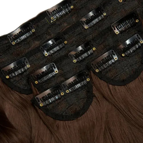 Super Thick 22 Inch 5 Piece Blow Dry Wavy Clip In Hair Extensions Chocolate Brown