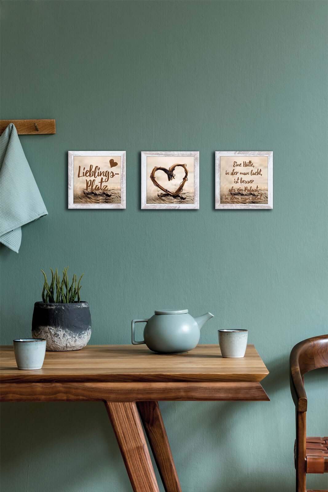 Bild gerahmt 3er Set Lieblingsplatz je 23 x 23