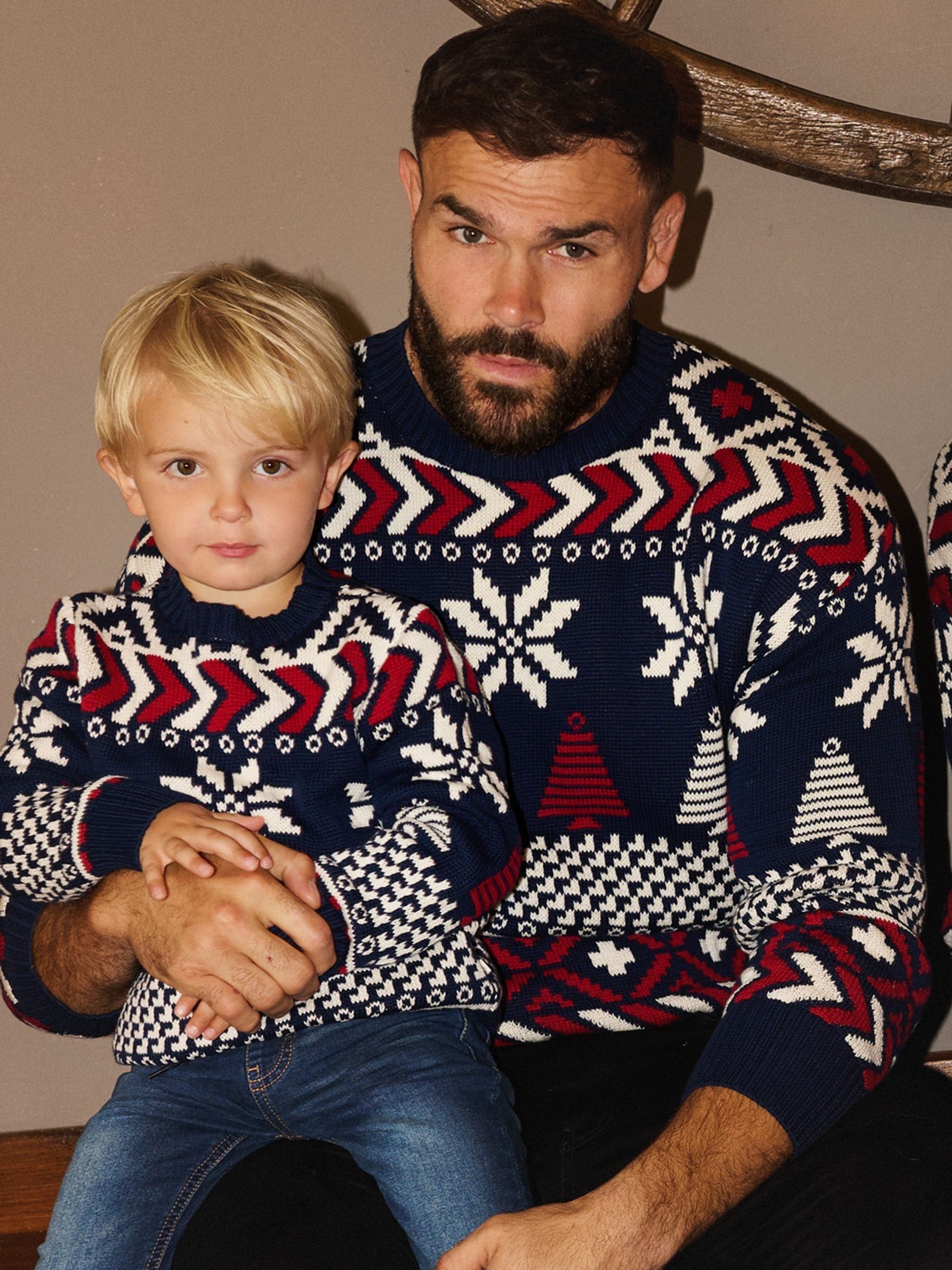 The Little Tailor Blauwe Kerstmis Multicolour Fairisle Katoenen Trui