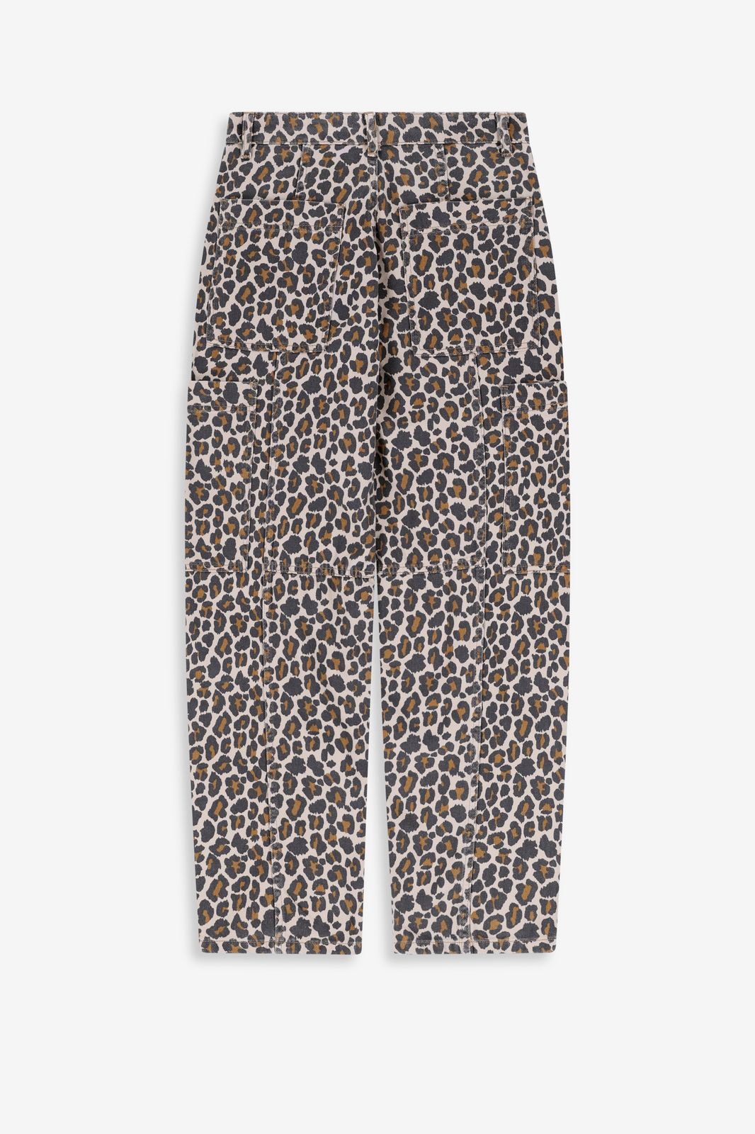 Bruine balloon leg jeans met leopard print