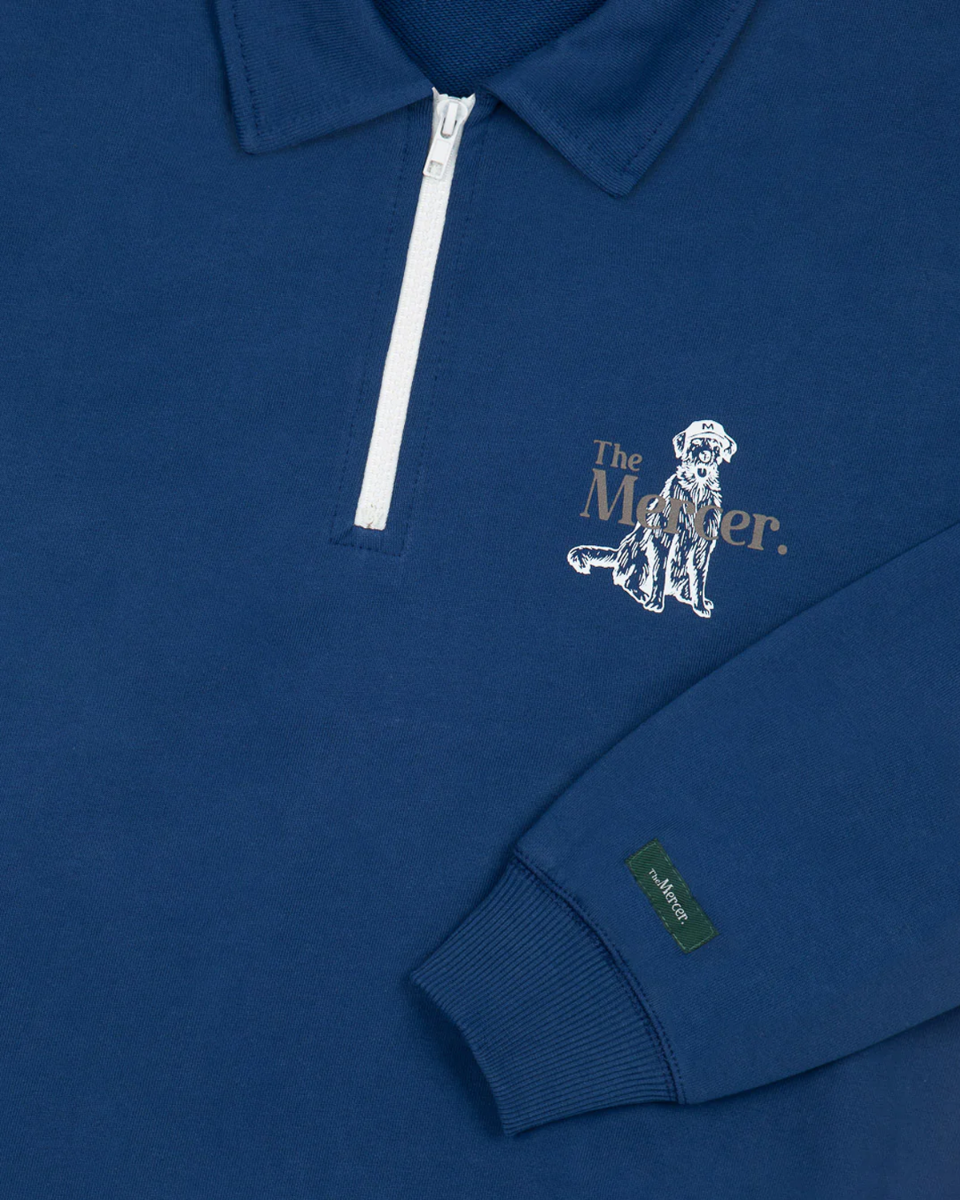 Mercer Amsterdam The Mercer Dog Quarter Zip Donkerblauw Sweater