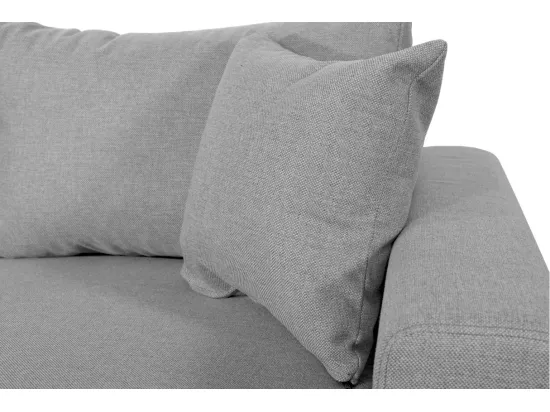 Canapé d'angle panoramique Oslo convertible avec coffres et poufs à droite - Tissu - Gris clair - L311 x P146 x H81cm - Loungitude