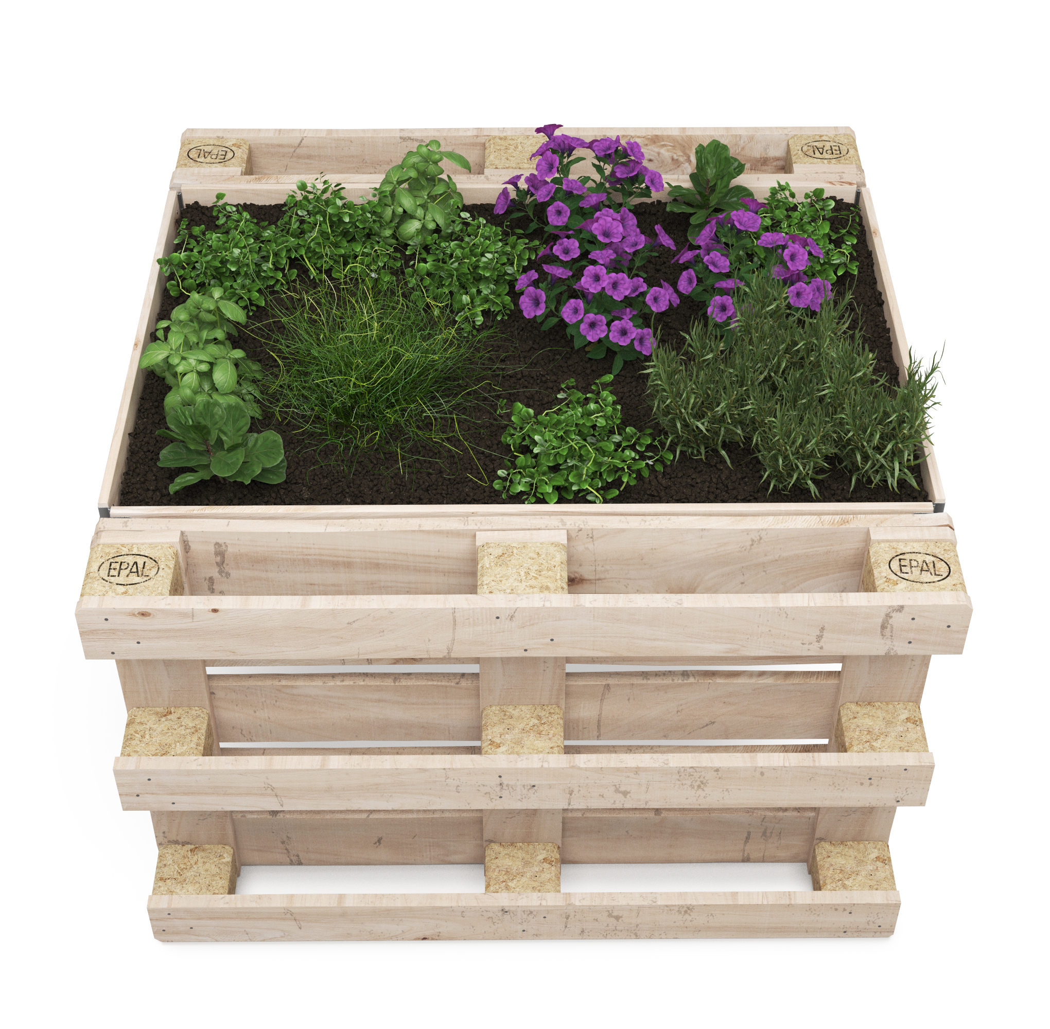 Hochbeet mit 2 Paletten Holz 120 x 109 x 80 cm