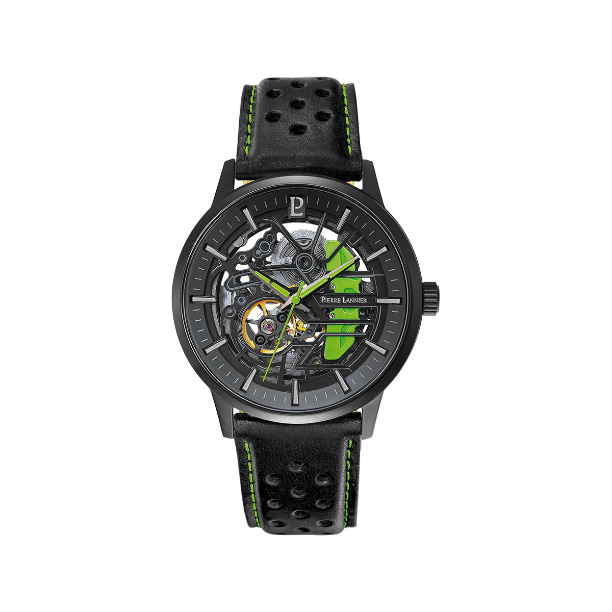 Montre PIERRE LANNIER Paddock homme automatique bracelet cuir noir