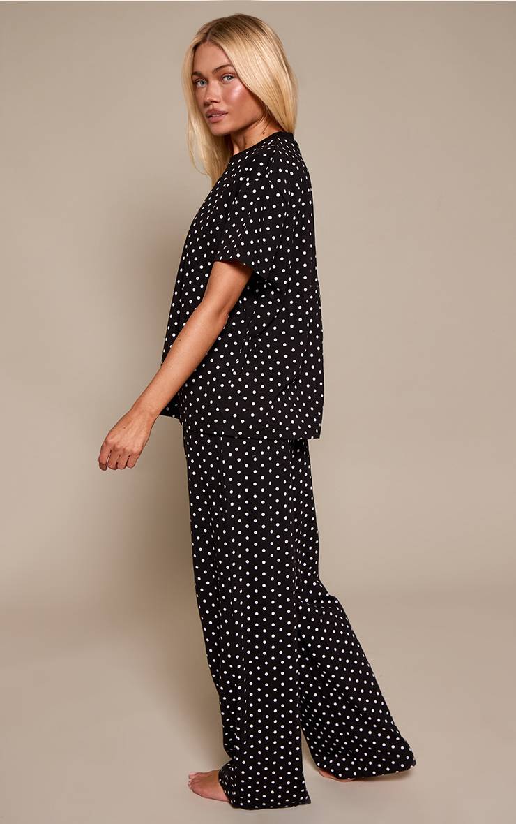 Noir Haut De Pyjama Ample Et Pantalon À Pois