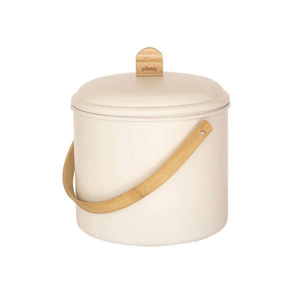 Seau à compost d'intérieur métal et bambou 7 L Pebbly