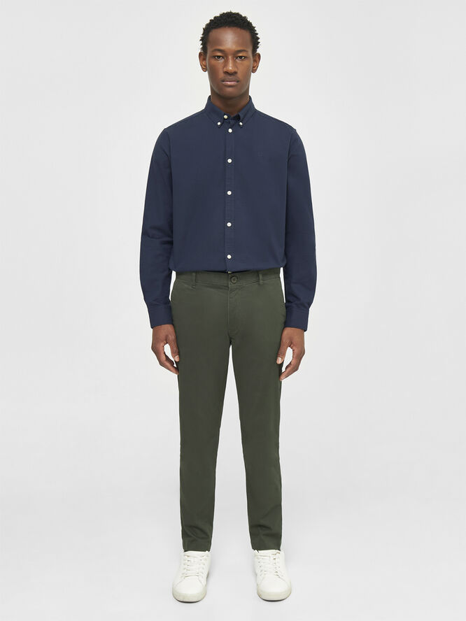Knowledge Cotton Apparel LUCA slim twill chino pants - GOTS/Vegan Grøn