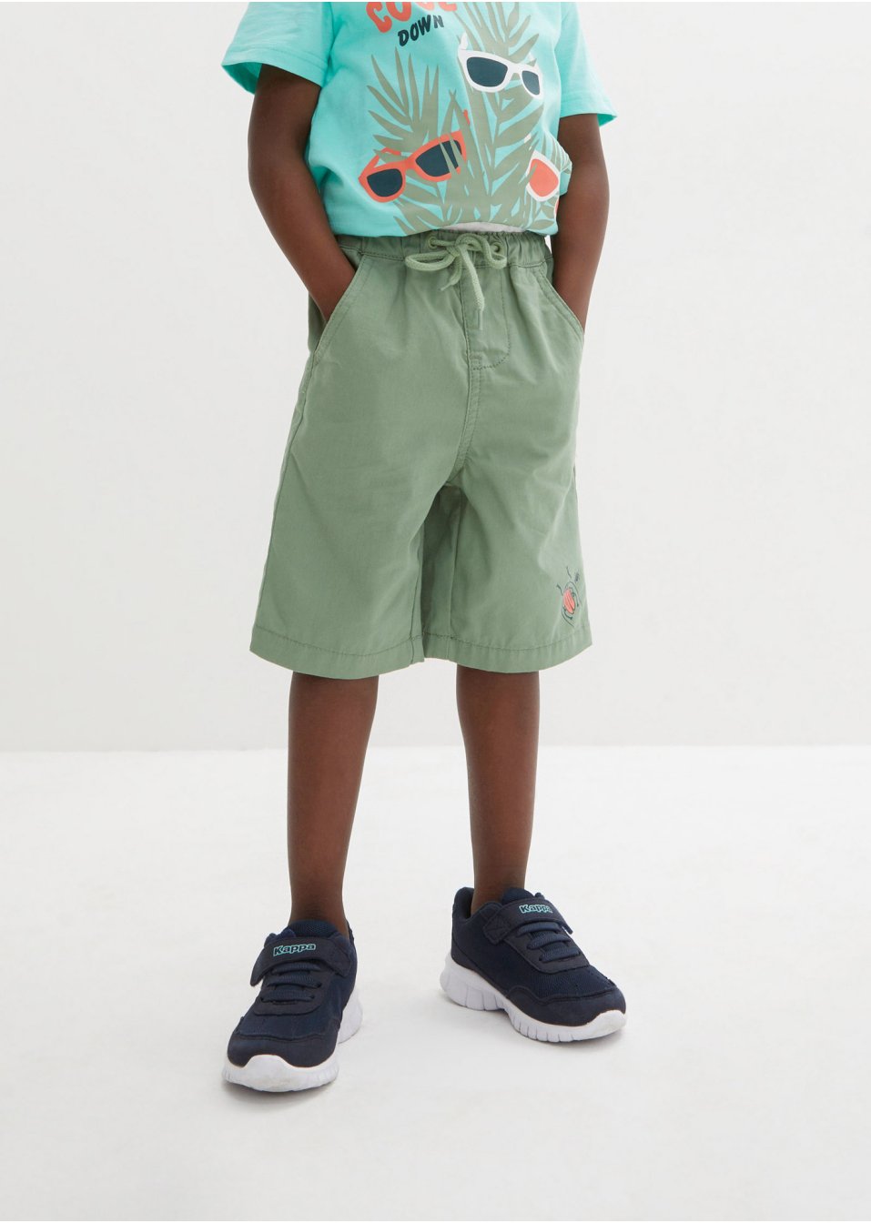 Bermuda garçon en toile avec taille extensible, Regular Fit
