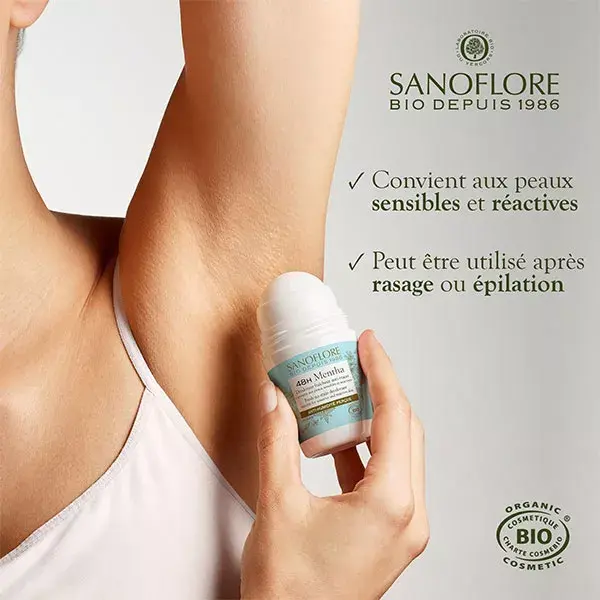 Desodorante Roll-On Sanoflore Fresh Mint Orgânico 48h 50ml