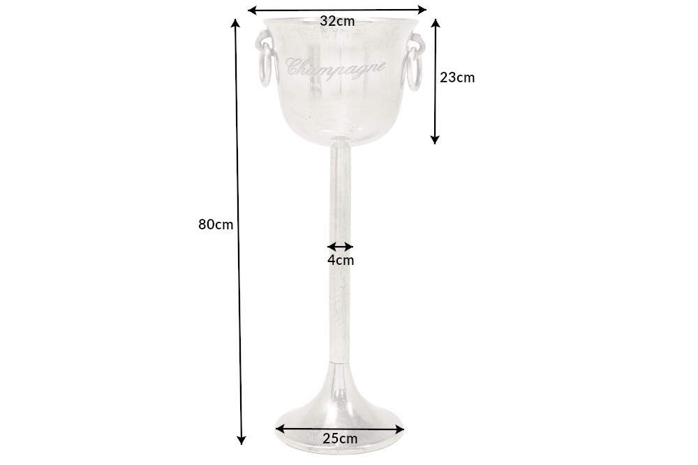 Dekorativer Sektkühler CHAMPAGNE 80cm antik silber handmade Metall Flaschenkühler