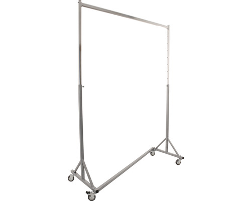 Professionele kledingrek, zeer stabiel, grijs, in hoogte verstelbaar, kledingstang 133 cm, draagvermogen 150 kg