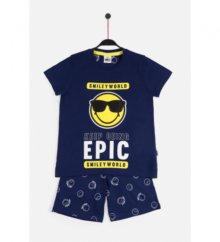 Pijama de manga curta Smiley Navy Iconic Glasses