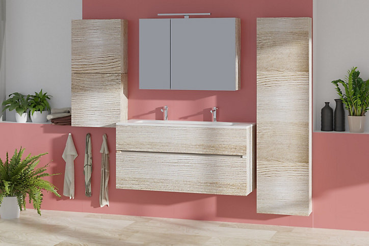 Meuble sous vasque Calao aspect chêne clair 120 cm