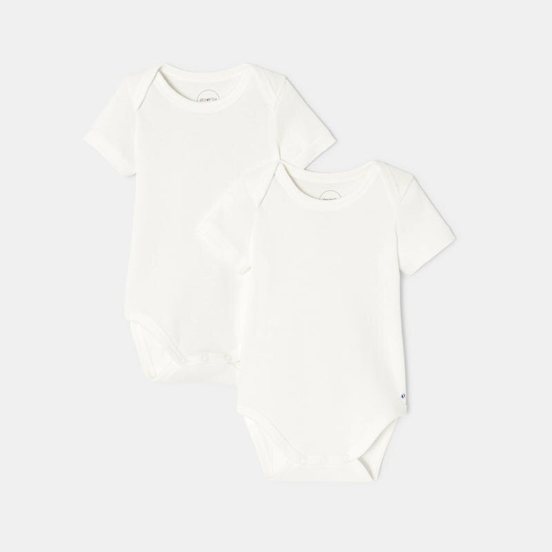 Lot de 2 bodies à manches courtes en coton bio blanc mixte Absorba Blanc