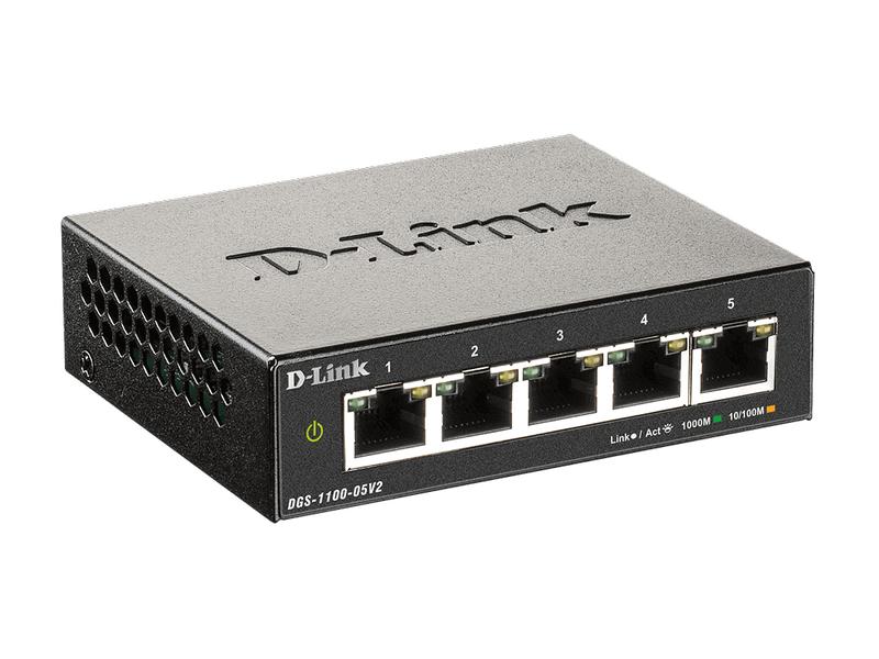 D-Link Switch DGS-1100-05V2 5 Port Gigabit Smart Managed SwitchesDGS‑1100 Serie
