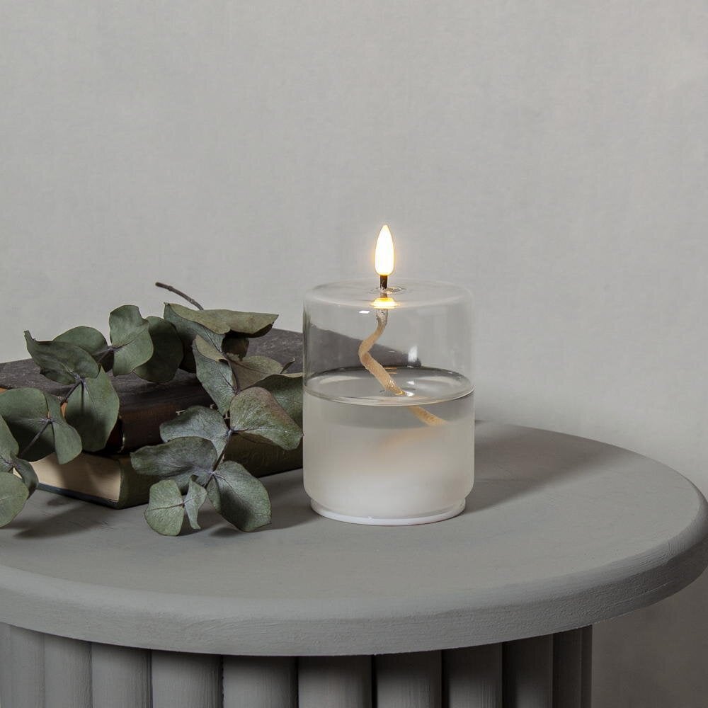 LED kaarsvlamfloat in transparant 0,03W 80x130mm