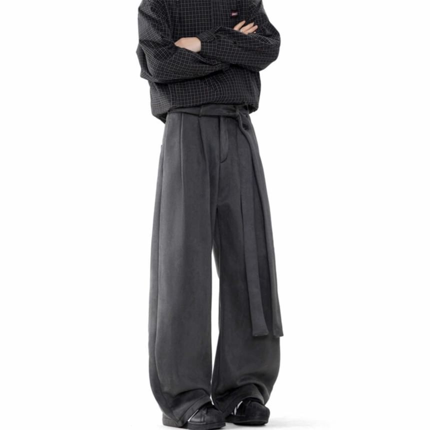 Chuoku - Mid Rise Plain Wide Leg Broek